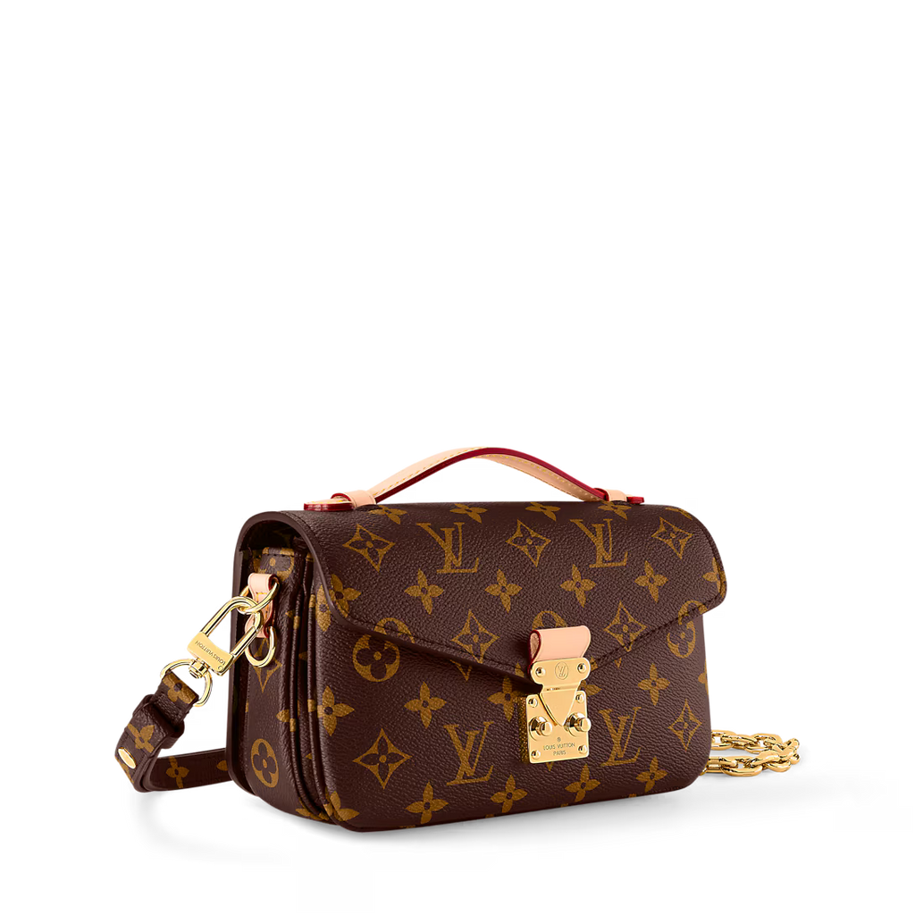 LV Pochette Métis East West Monogram Canvas Handle Crossbody Bag with Chain Strap and Leather Trim (21.5 x 13.5 x 6) cm
